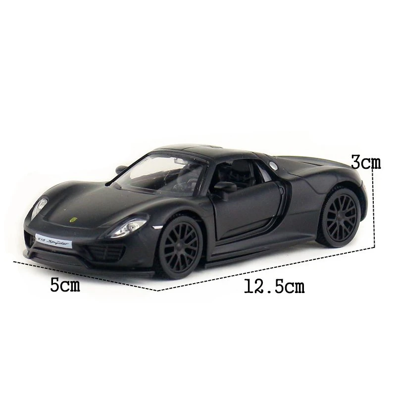 Porsche 918Spyder matte black Coupe alloy Rebound car model detail image 4