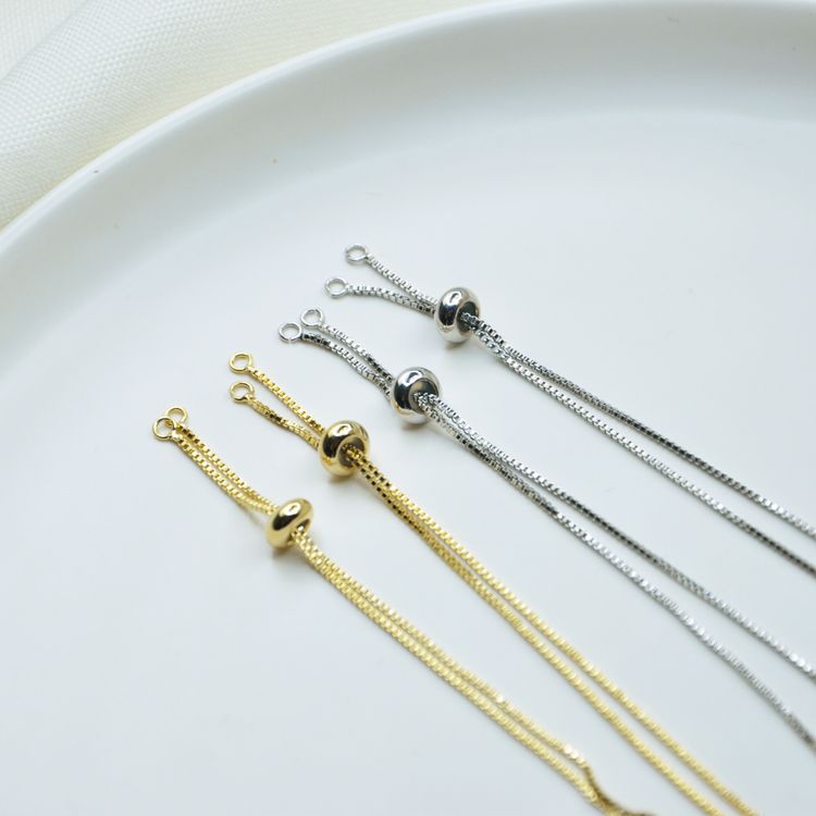 保色包金手链韩版带调节硅胶珠双吊延长链首饰材料diy饰品配件