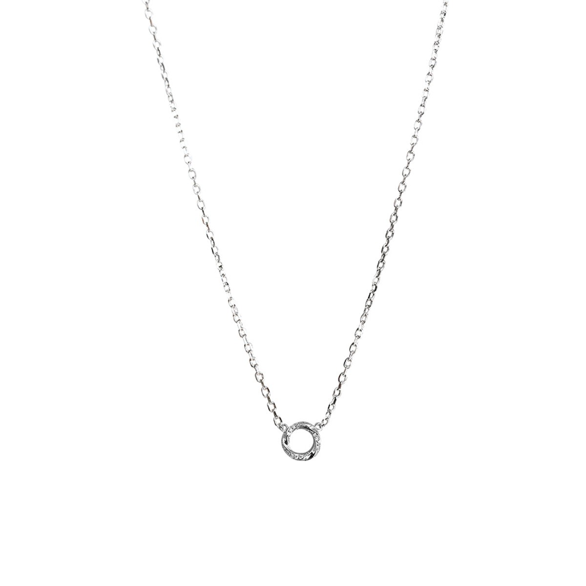 A simple Korean-style women's necklace with circular rhinestones detail image 1