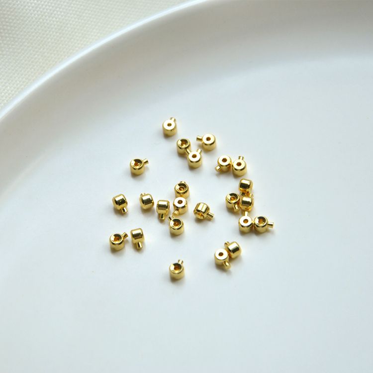  定位扣14K渡金保色18按扣手工配件diy手链收尾夹扣钢丝绳鱼线卡扣