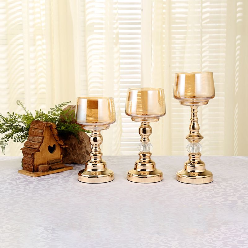 Gold plated glass vase decoration living room flower arrangement decoration dry flower hydroponic vase TV cabinet decoration