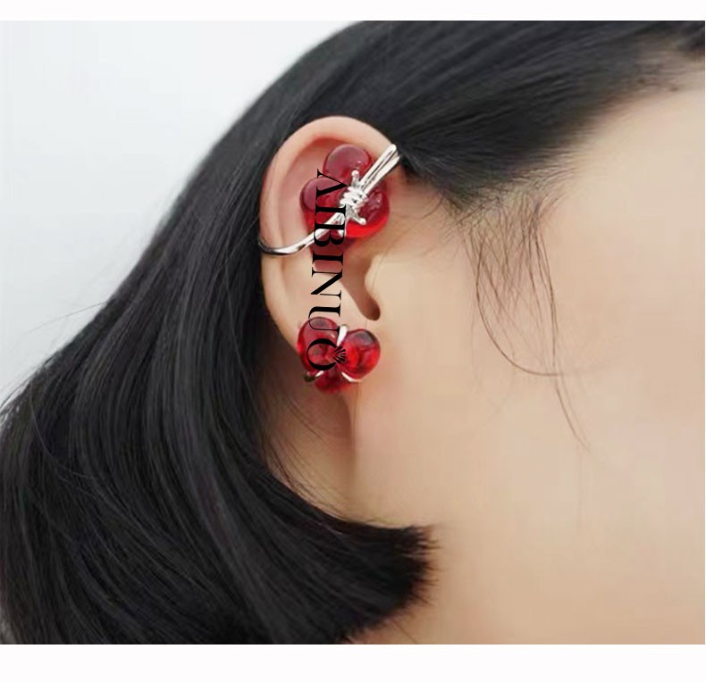 727xk792 MAR同款心碎贩卖系列红色爱心耳夹耳环 小众设计两种耳饰女详情图3