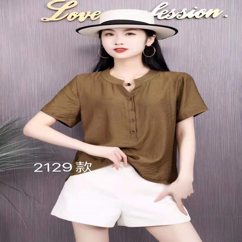 妈妈夏装衬衫50岁60中老年女装夏季短袖上衣大码老人印花衬衣开衫85