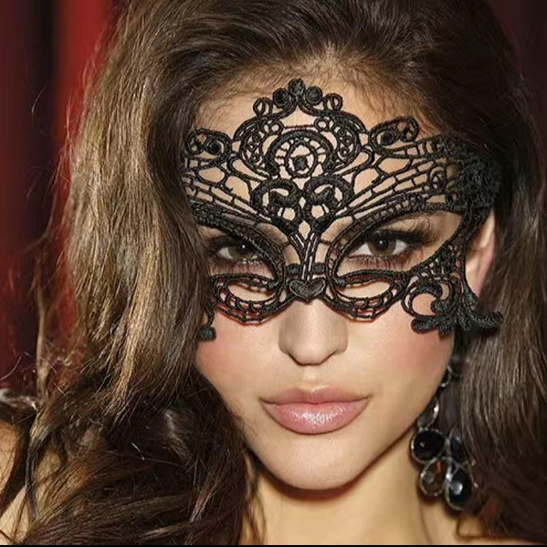 黑色蕾丝面具女定型镂空舞会派对性感成人半脸万圣节公主面具 MJ-003 女王详情图1