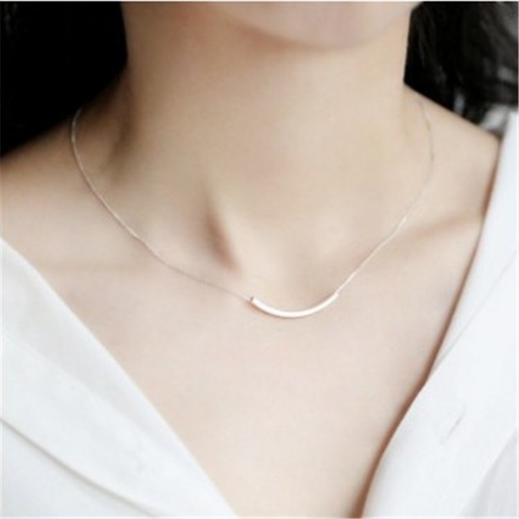 Simple square copper tube Korean-style necklace detail image 3