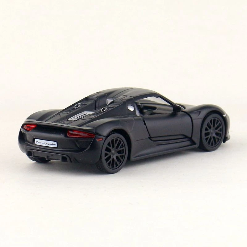 Porsche 918Spyder matte black Coupe alloy Rebound car model detail image 3