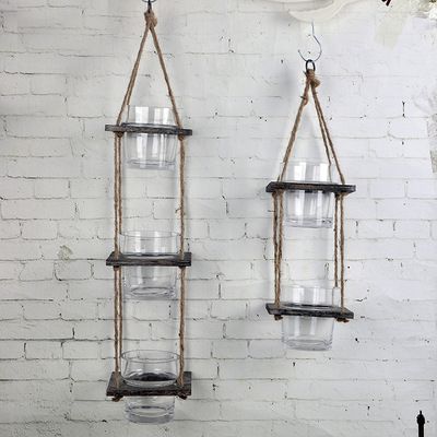 Handicrafts hanging wooden grid base vase handicrafts creative European home transparent glass bottle decoration manufacturers wholesale