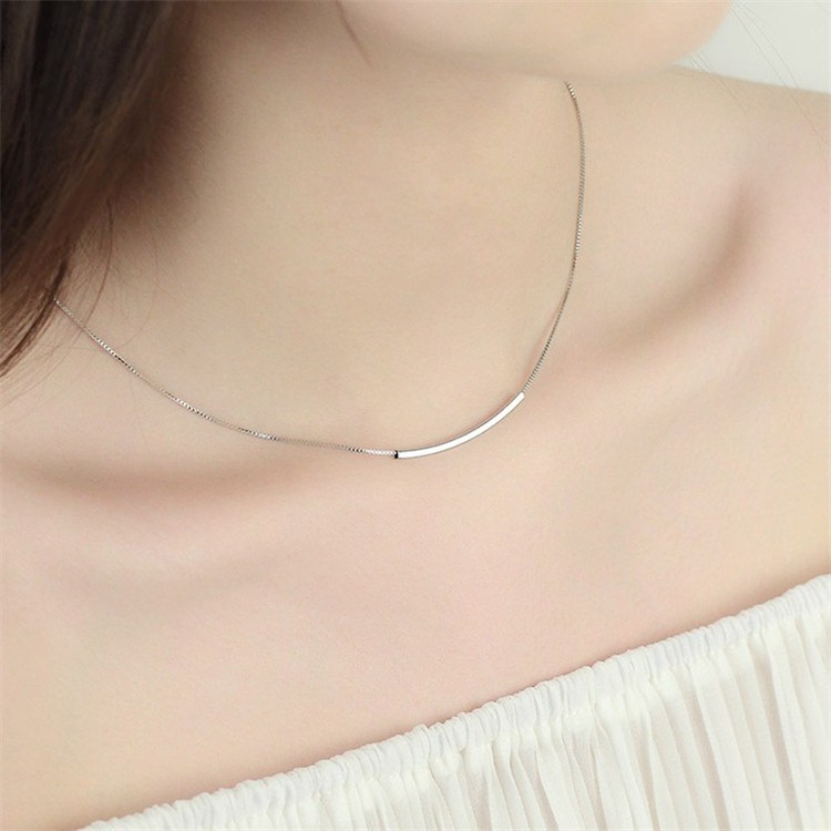 Simple square copper tube Korean-style necklace detail image 4
