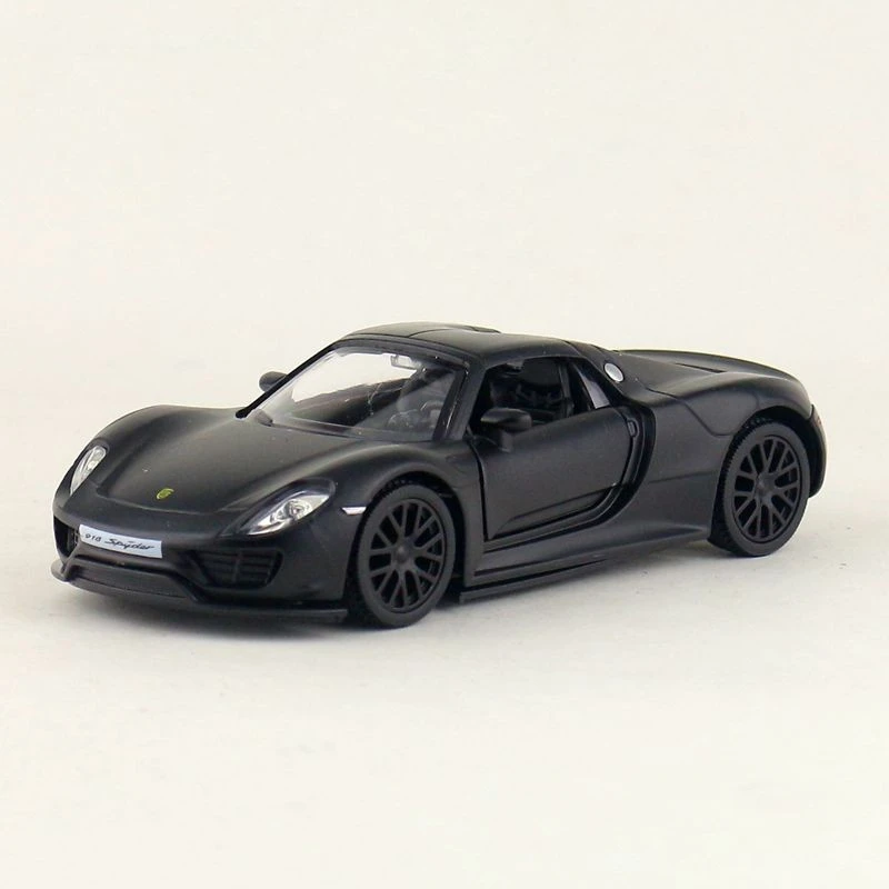 Porsche 918Spyder matte black Coupe alloy Rebound car model detail image 1