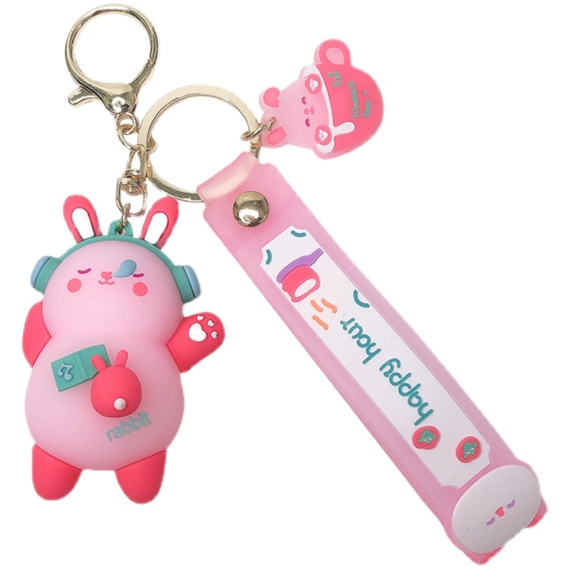Silicone stereoscopic keychain plus rope three-piece set a series of mixed 7