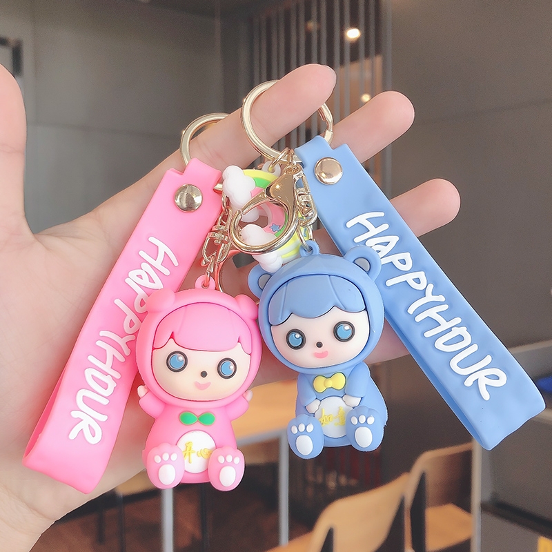 Silicone stereo keychain plus string three-piece set a series of mixed 27