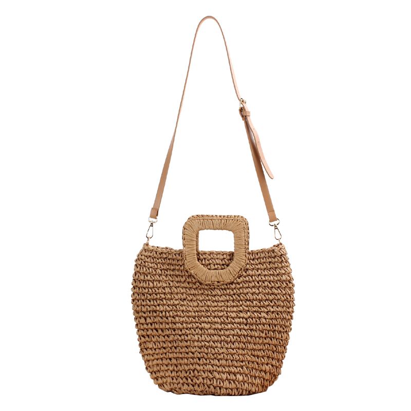 新款草编斜跨手提包/单价大容量海边度假包/日韩潮休闲女包细节图