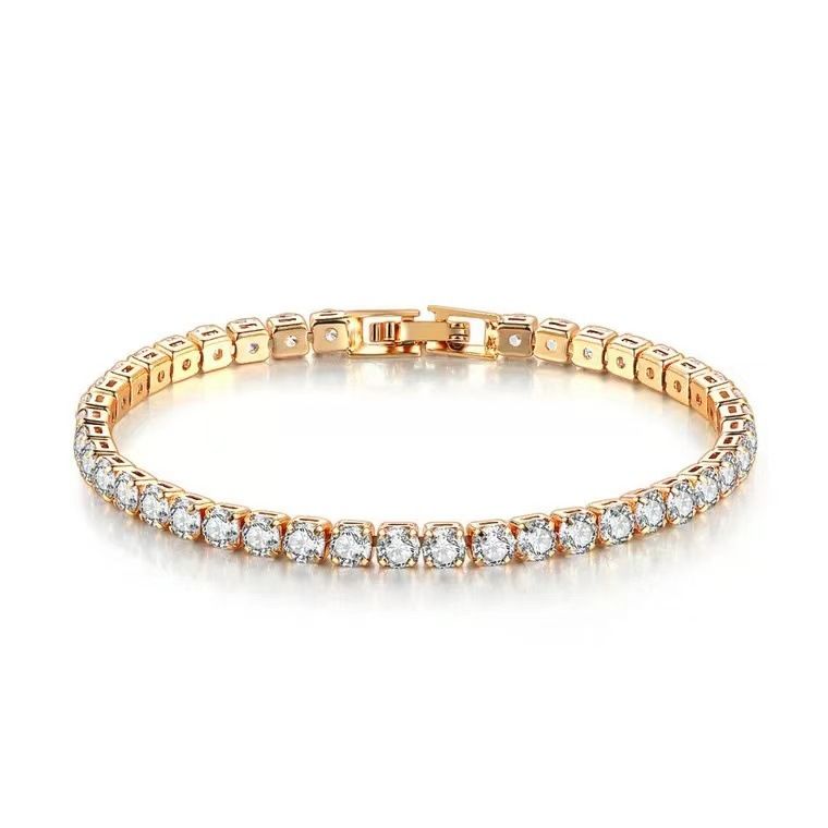 European and American zircon women's bracelet, single row round full diamonds