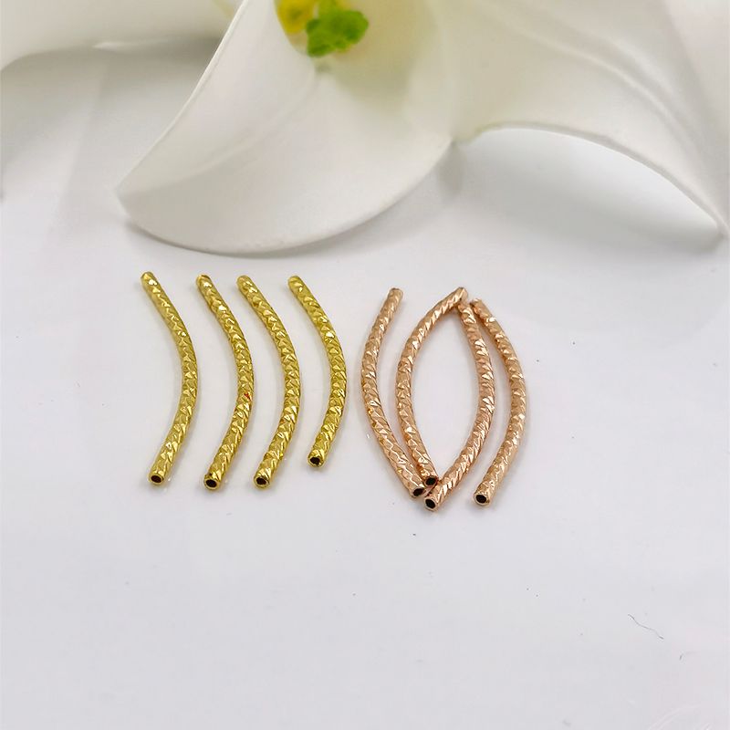 保色套管DIY饰品配件 管24K包金网纹小弯管不褪色