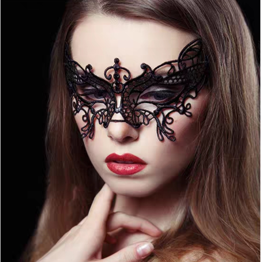 黑色蕾丝面具女定型镂空舞会派对性感成人半脸万圣节公主面具 MJ-007 小蝴蝶图