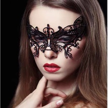 黑色蕾丝面具女定型镂空舞会派对性感成人半脸万圣节公主面具 MJ-007 小蝴蝶