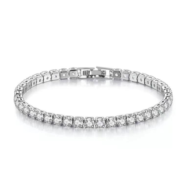 European and American zircon women's bracelet, single row round full diamonds details Picture