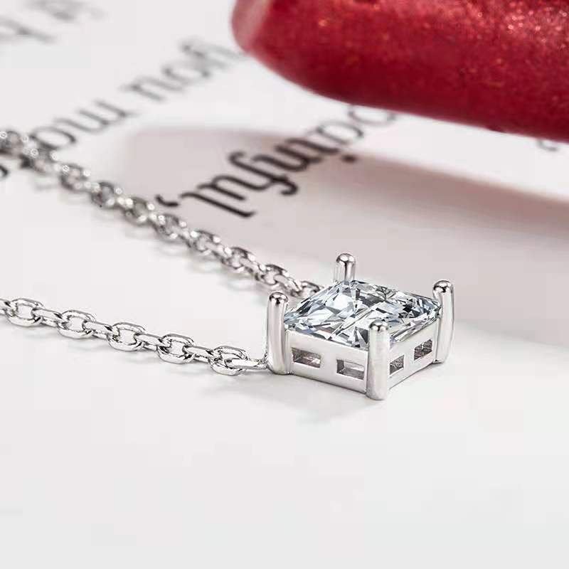 A simple Korean-style women's necklace made of small square single zircon detail image 2