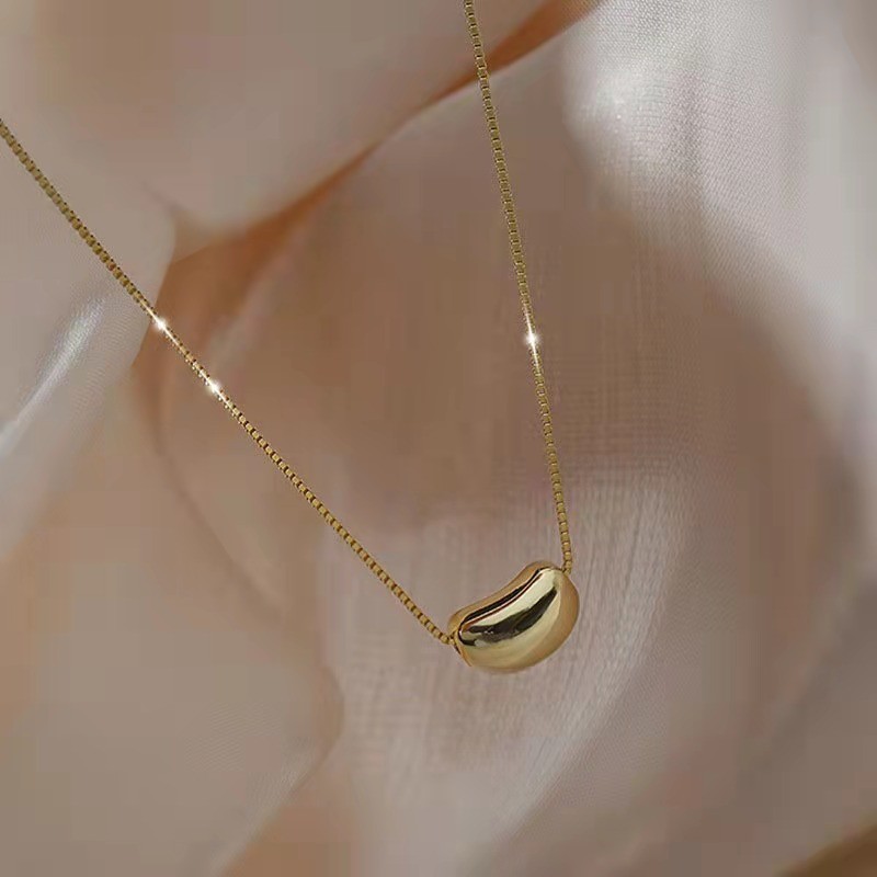 Korean version simple love bean lady necklace detail image 3