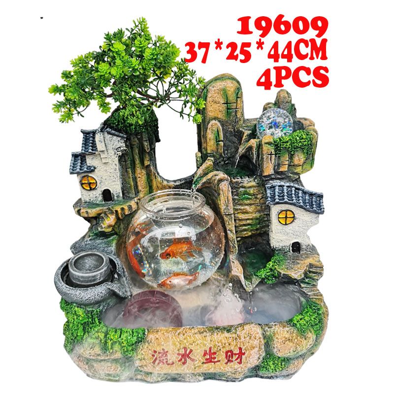 19609假山工艺品流水喷泉树脂摆件创意树脂工艺家居装饰品净化空气