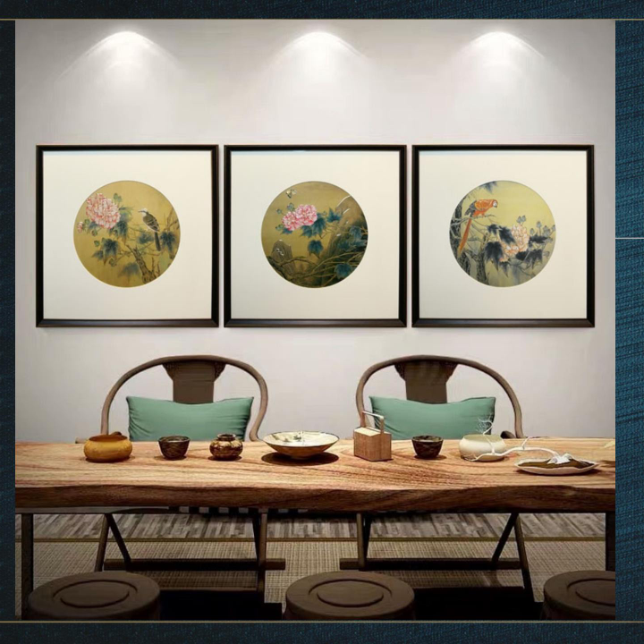 高端中国风铜雕画
花间秋色 沙发背景三联画