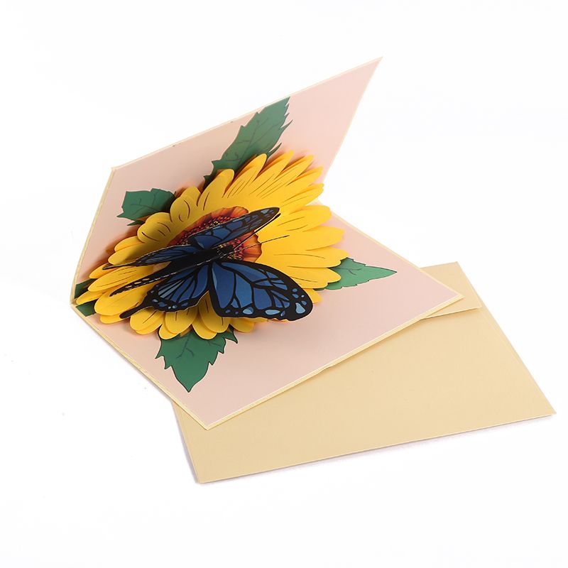 新款3D纸雕向日葵贺卡送老师留言卡祝福文字卡片立体贺卡厂家批发产品图
