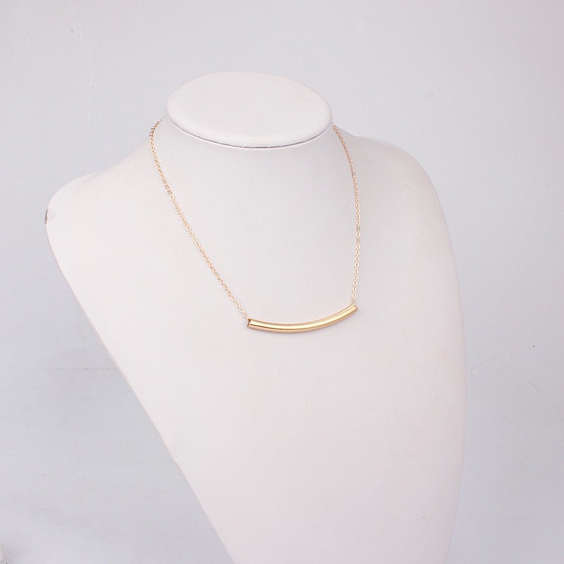 Single-link chain round copper tube simple and elegant ladies' necklace detail image 3