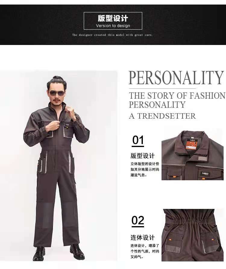 四季款新款涤棉高品质多口袋连体工作服 劳保服 可定制车间服建筑工地服园林服详情图2