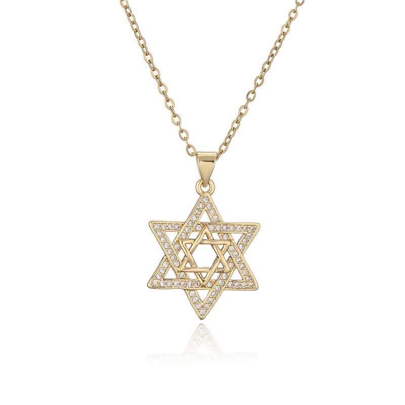 Six-star-shaped alloy diamond-encrusted simple ladies' pendant necklace detail image 1