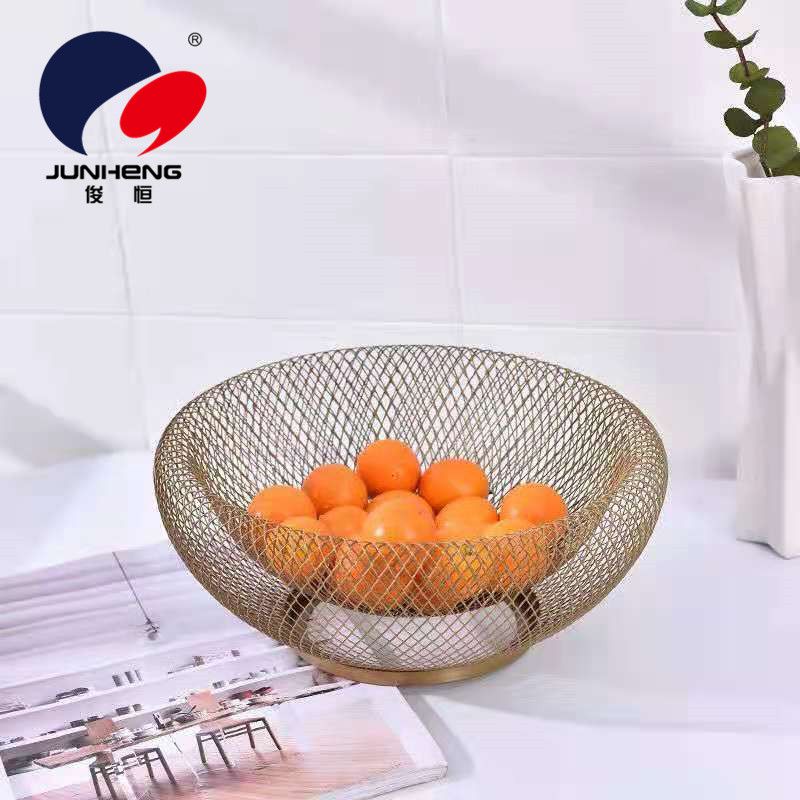 Nordic creative style double iron wrought fruit basket Modern living room household fruit tray dried fruit storage basket details Picture