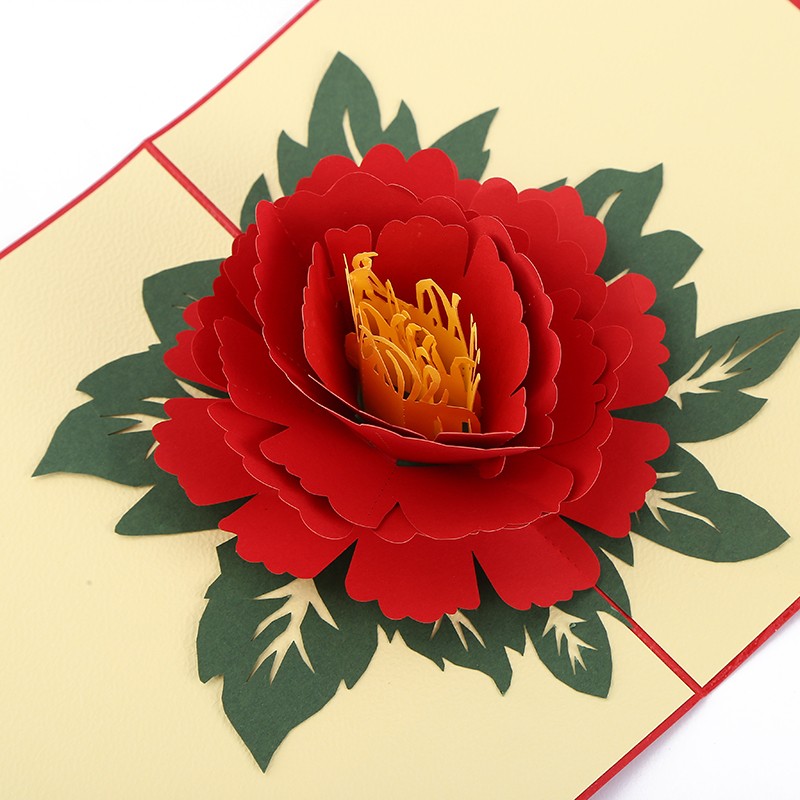 厂家批发创意3D立体贺卡情人教师节纸质牡丹鲜花感谢祝福礼物贺卡详情图10