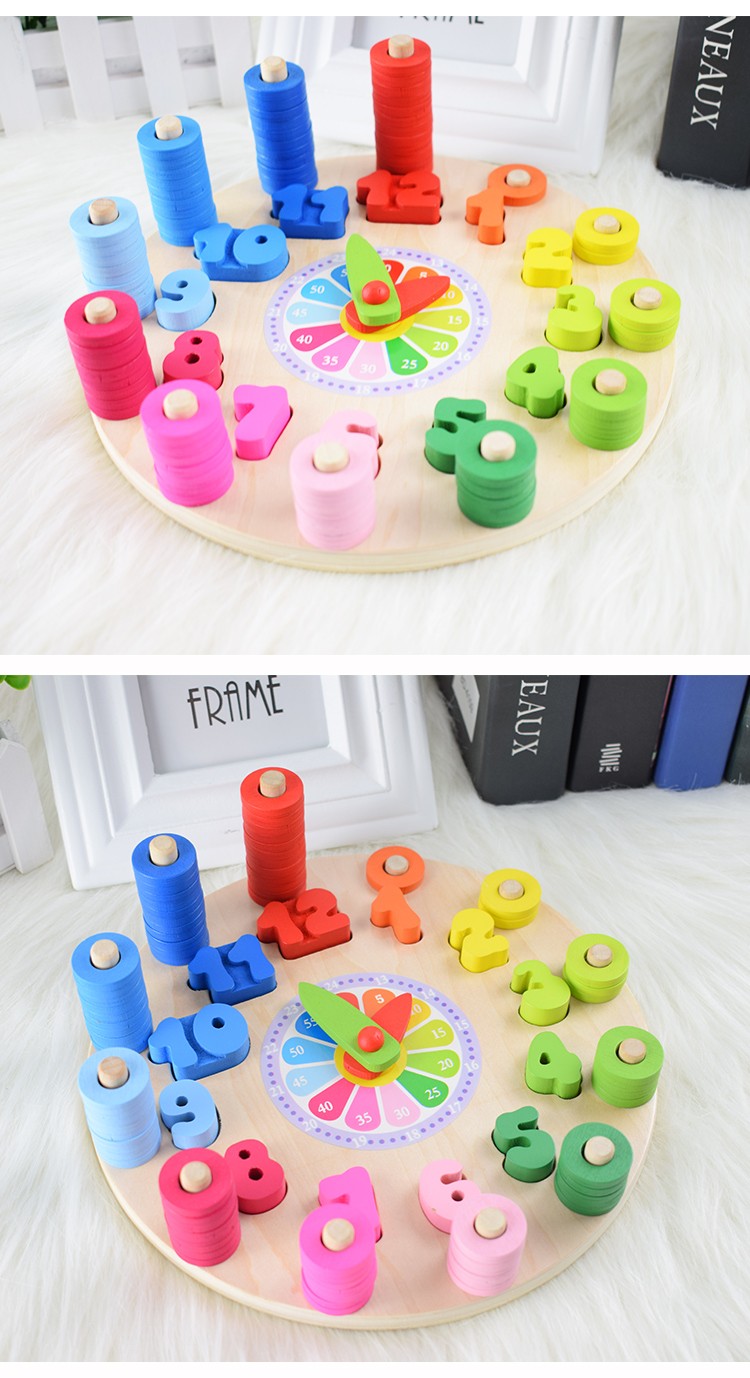 The wooden toy for educational digital clock is highly entertaining and colorful. It helps cultivate logical thinking ability. Parent-child games exercise hand-eye coordination. Early education and enlightenment toys accompany your growth detail image 10