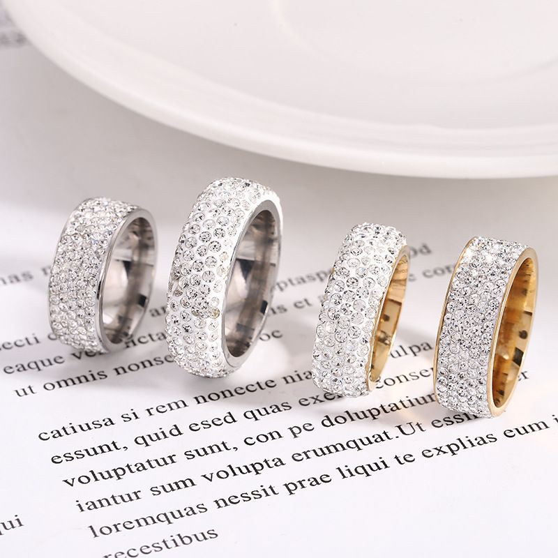 欧美韩式网红气质满天星多排全周钻钛钢戒指