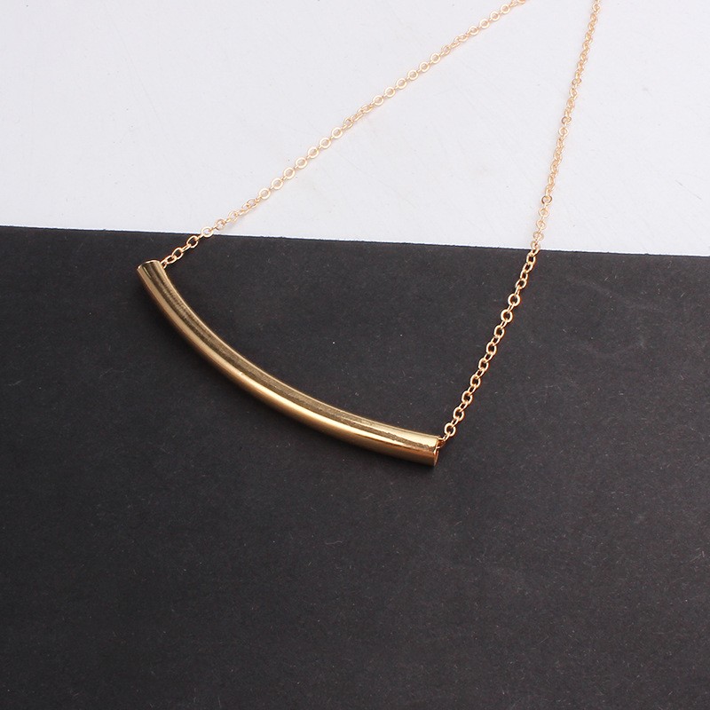 Single-link chain round copper tube simple and elegant ladies' necklace detail image 1