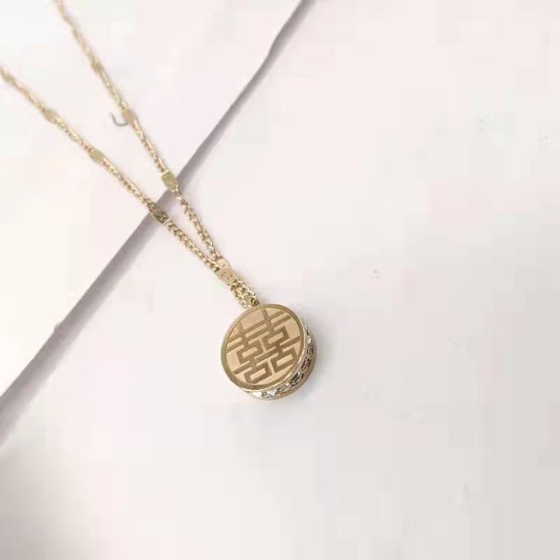 双面福喜方钻项链