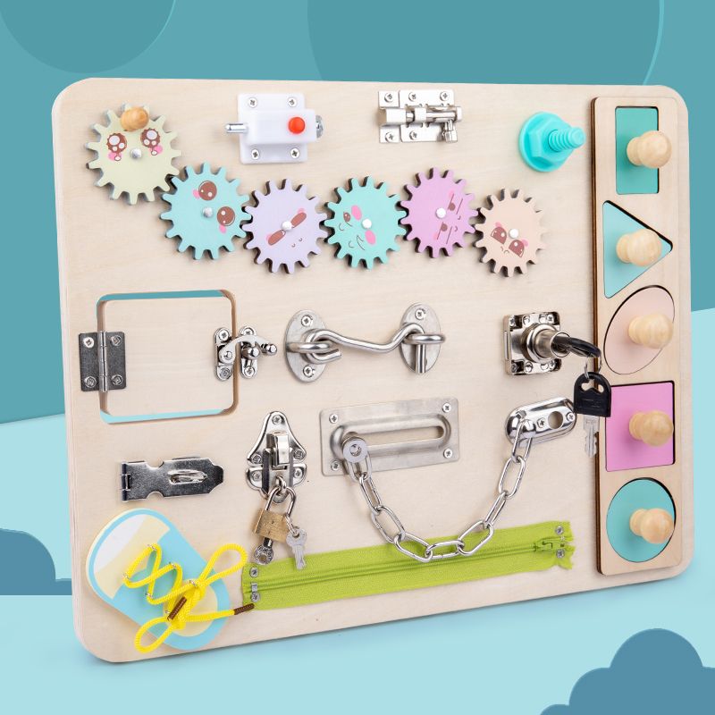 The wooden toy educational children's multi-functional busy board is highly entertaining, with rich colors. It helps cultivate logical thinking ability. Parent-child games exercise hand-eye coordination. It is an early education and enlightenment toy that accompanies your growth