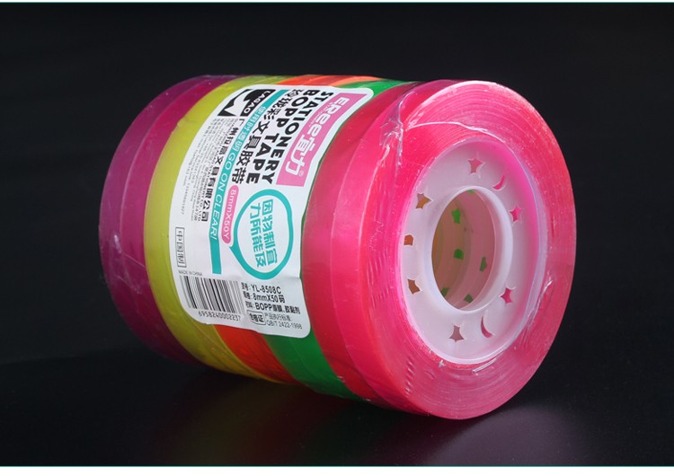 宜力YL-8508C筒装超市装拉高BOPP彩色超透明文具胶带0.8CM宽50码长详情4