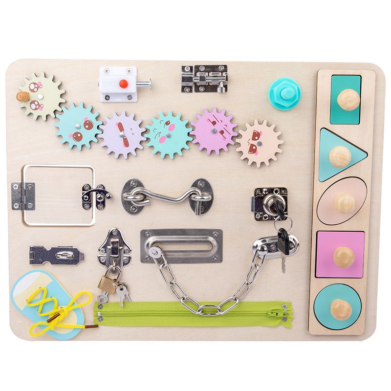 The wooden toy educational children's multi-functional busy board is highly entertaining, with rich colors. It helps cultivate logical thinking ability. Parent-child games exercise hand-eye coordination. It is an early education and enlightenment toy that accompanies your growth Application Scenario