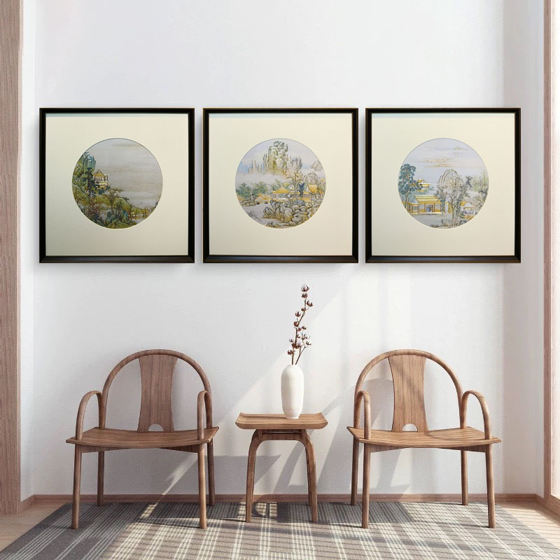 高端中国风铜雕画
山水人家
沙发背景三联画