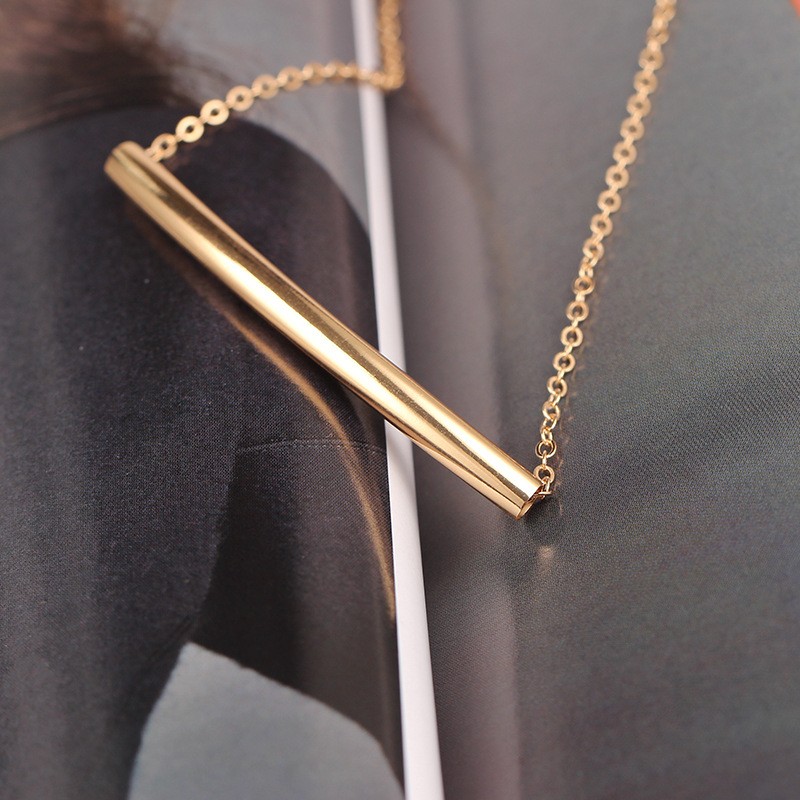 Single-link chain round copper tube simple and elegant ladies' necklace detail image 2
