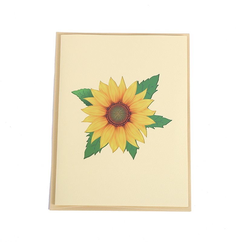 新款3D纸雕向日葵贺卡送老师留言卡祝福文字卡片立体贺卡厂家批发详情图1