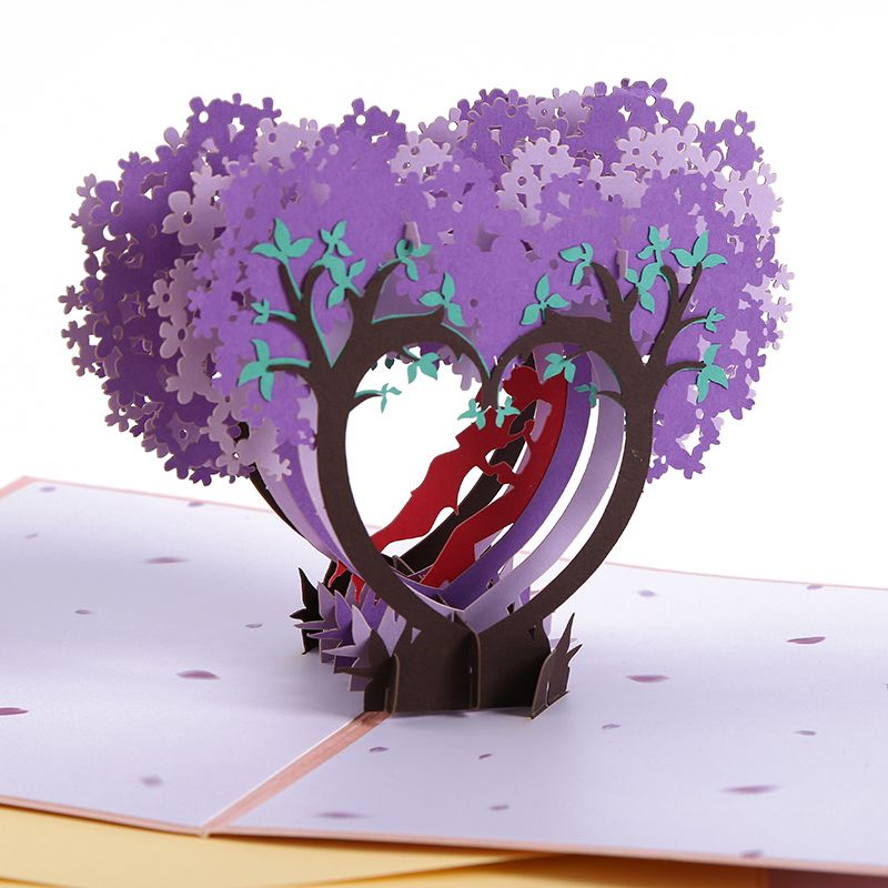 3D手工立体贺卡 情侣浪漫礼物卡片 新款创意手工对折礼物贺卡批发详情图2