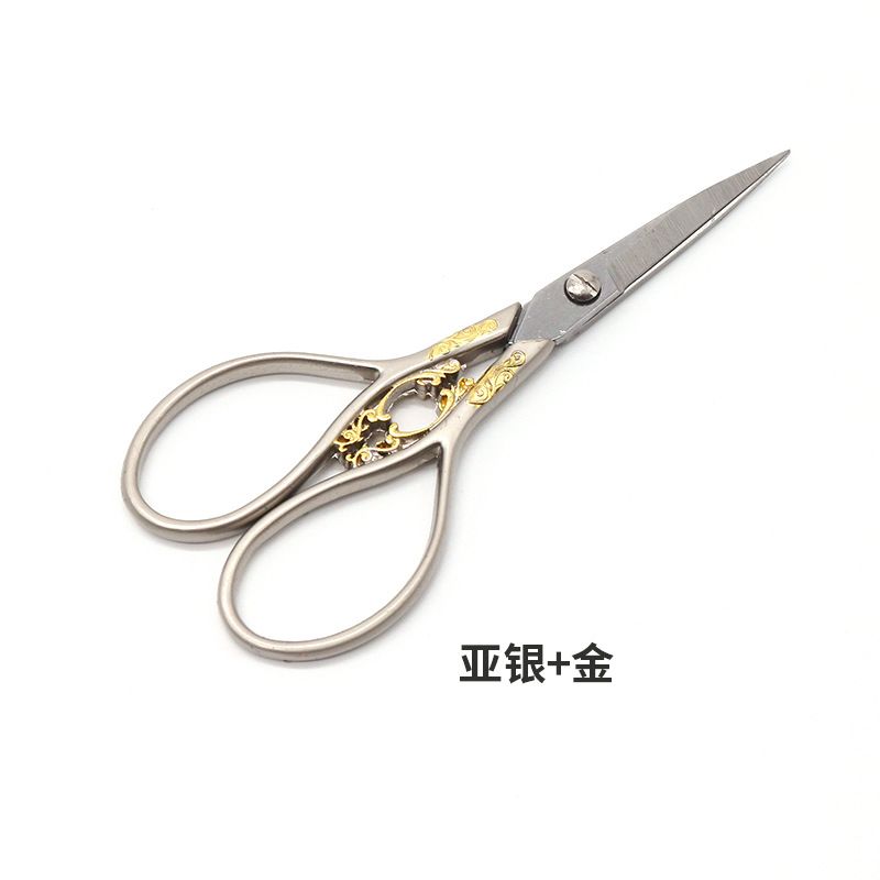 杰诺欧式双色祥云剪刀绣花剪刀 外贸批发家用剪刀白底实物图