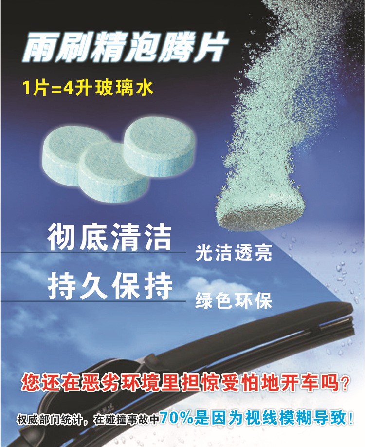 直销现货 汽车玻璃水雨刷精 1片装车用浓缩泡腾片 固体雨刷精片详情图1