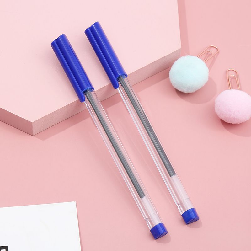 透明杆圆珠笔简易插套圆珠笔学生教室用笔
