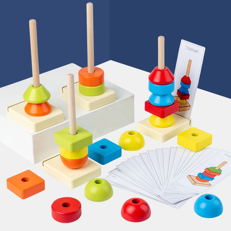 The wooden toy is an educational toy for children. The stacked shape tower is highly entertaining and colorful. It helps cultivate logical thinking ability. Parent-child games exercise hand-eye coordination. Early education and enlightenment toys accompany your growth Application Scenario