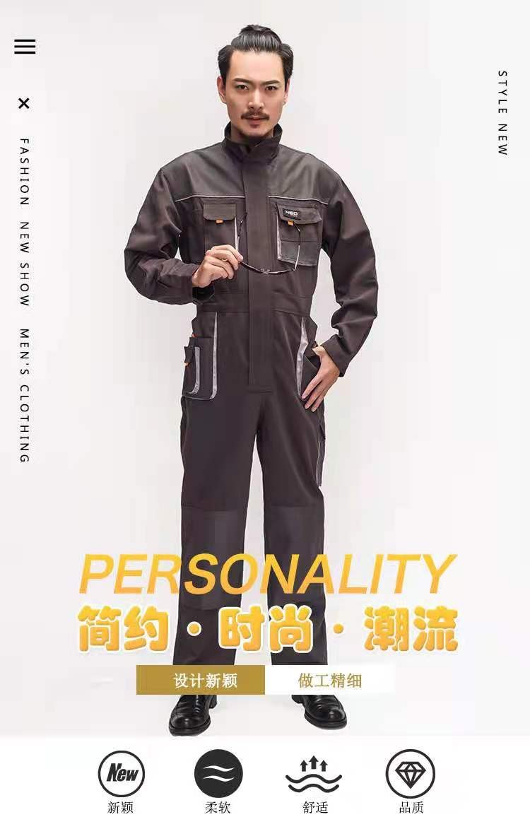 四季款新款涤棉高品质多口袋连体工作服 劳保服 可定制车间服建筑工地服园林服详情图1