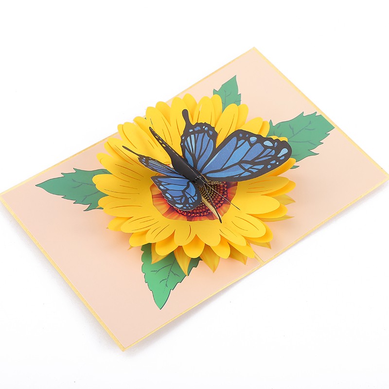 新款3D纸雕向日葵贺卡送老师留言卡祝福文字卡片立体贺卡厂家批发详情图8