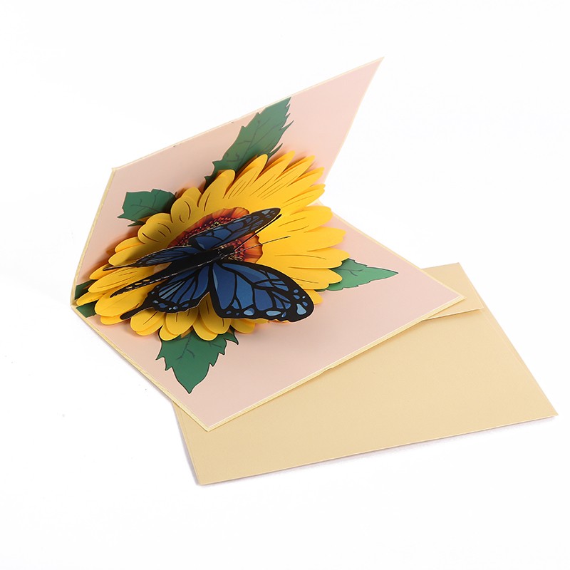 新款3D纸雕向日葵贺卡送老师留言卡祝福文字卡片立体贺卡厂家批发详情图6