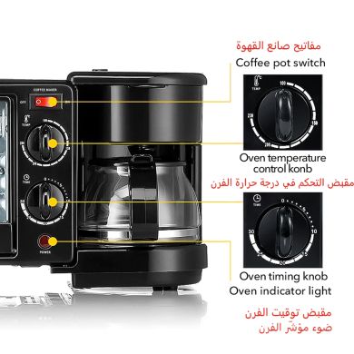 Boma marca 3 en 1 máquina de desayuno hogar multifuncional horno eléctrico máquina de café placa de fritura estilo explosiva 3000W Specification image